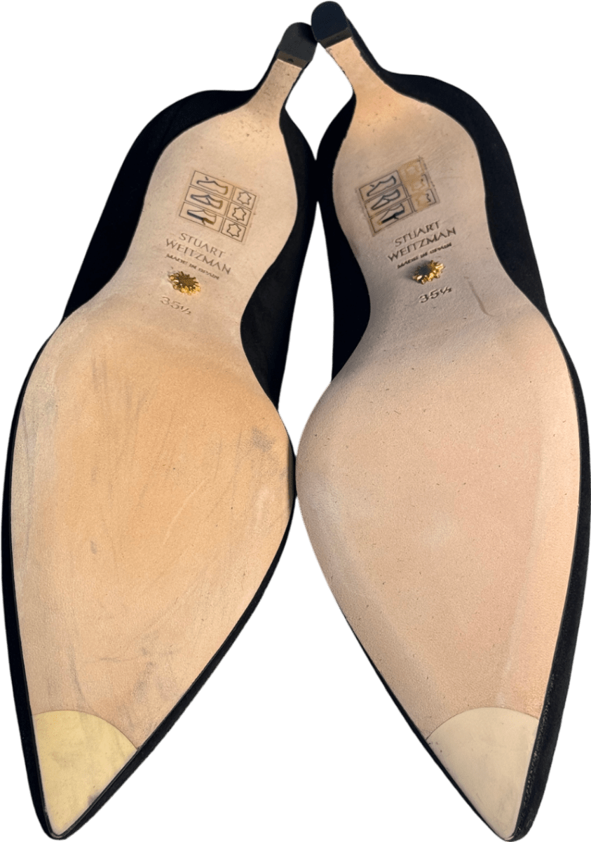 Stuart Weitzman Black Suede Leather Anny 70mm Court Shoe UK 2.5 EU 35.5 👠 - Reliked