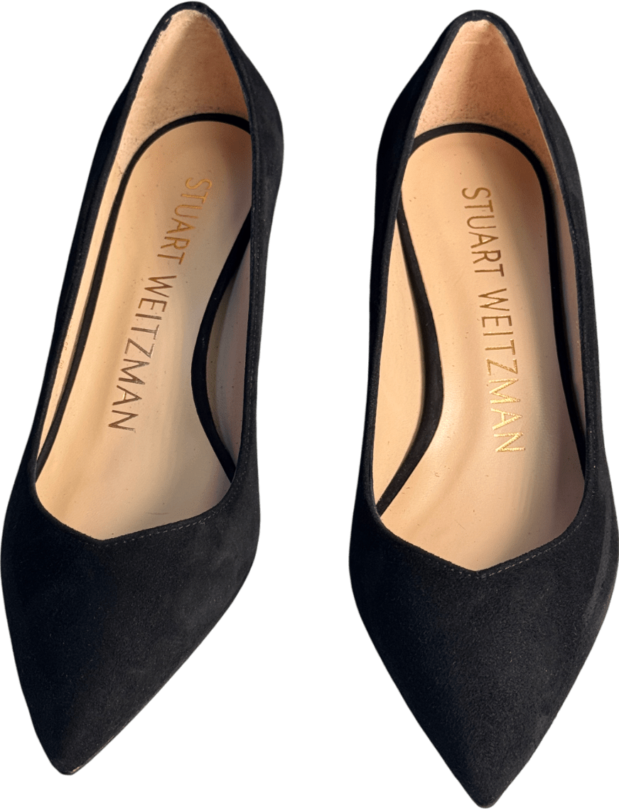 Stuart Weitzman Black Suede Leather Anny 70mm Court Shoe UK 2.5 EU 35.5 👠 - Reliked