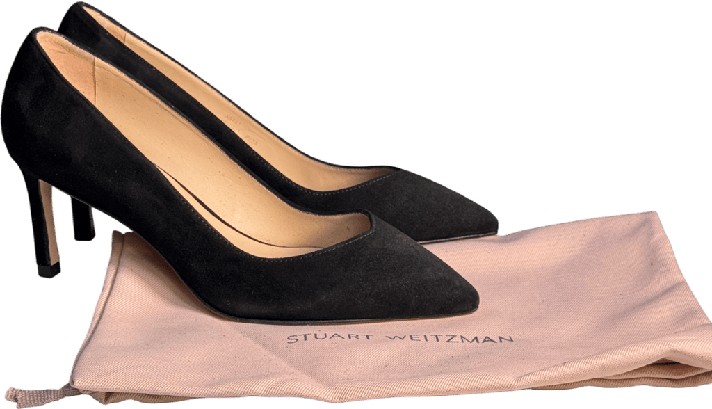 Stuart Weitzman Black Suede Leather Anny 70mm Court Shoe UK 2.5 EU 35.5 👠 - Reliked