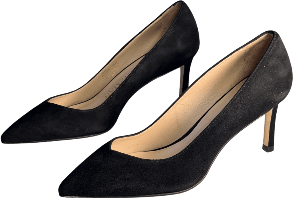 Stuart Weitzman Black Suede Leather Anny 70mm Court Shoe UK 2.5 EU 35.5 👠 - Reliked