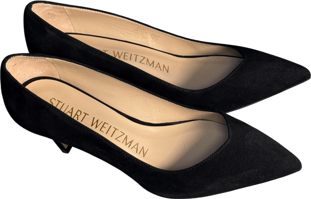 Stuart Weitzman Black Suede Leather Anny 70mm Court Shoe UK 2.5 EU 35.5 👠 - Reliked