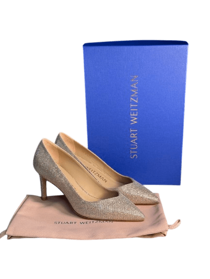 Stuart Weitzman Metallic Metalllic Gold Anny 70mm Court Shoe UK 2 EU 35 👠 - Reliked