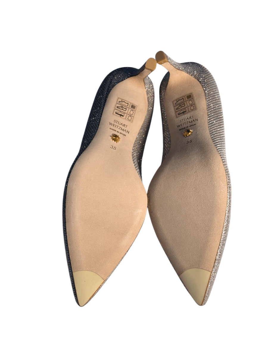 Stuart Weitzman Metallic Metalllic Gold Anny 70mm Court Shoe UK 2 EU 35 👠 - Reliked