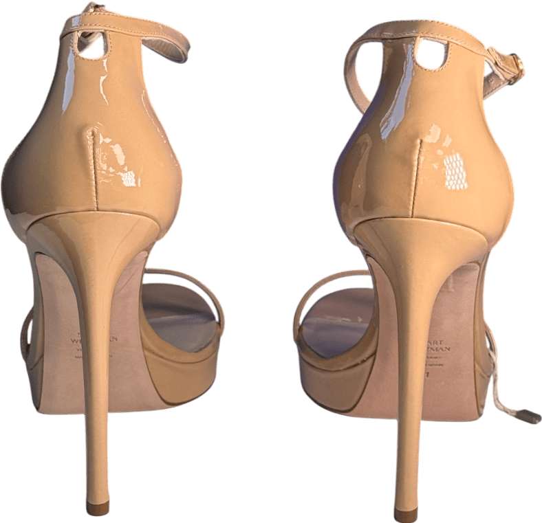 Stuart Weitzman Nude Patent Leather Discoplatform Sandal Us10.5 UK 8 EU 41 👠 - Reliked