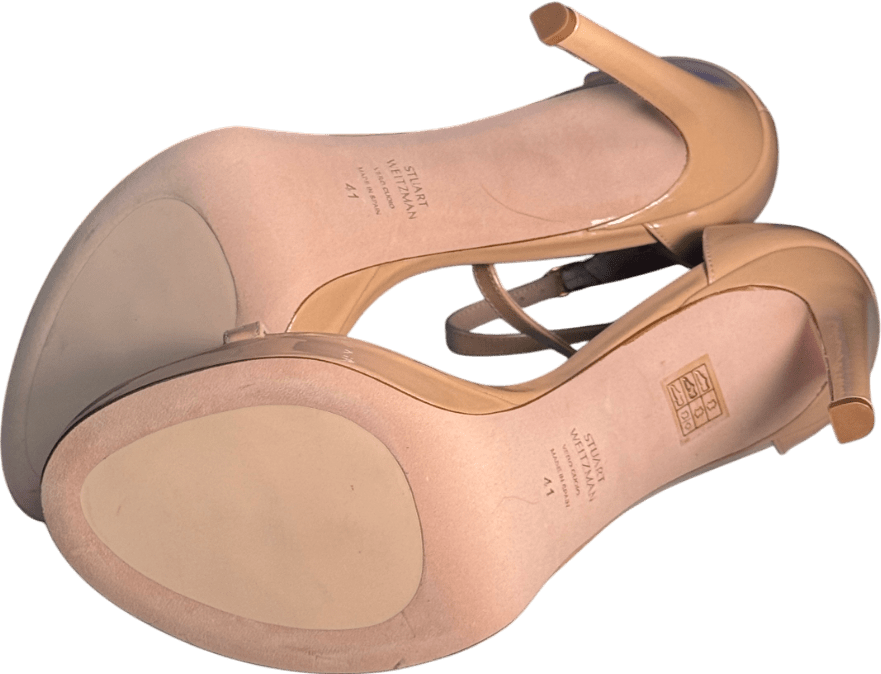 Stuart Weitzman Nude Patent Leather Discoplatform Sandal Us10.5 UK 8 EU 41 👠 - Reliked