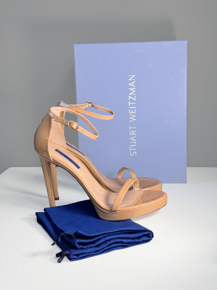 Stuart Weitzman Nude Patent Leather Discoplatform Sandal Us10.5 UK 8 EU 41 👠 - Reliked