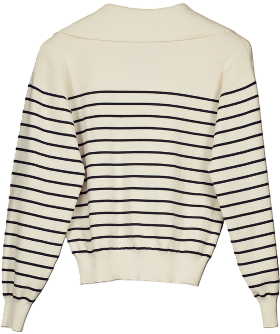 Studio by Charlotte Cream Striped Knit With Collar One Size - Reliked