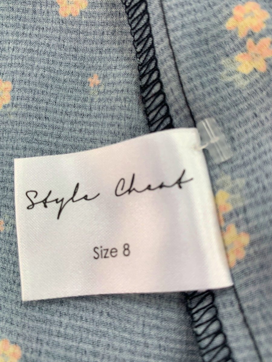 Style Cheat Black Floral Long - Sleeved Dress UK 8 - Reliked