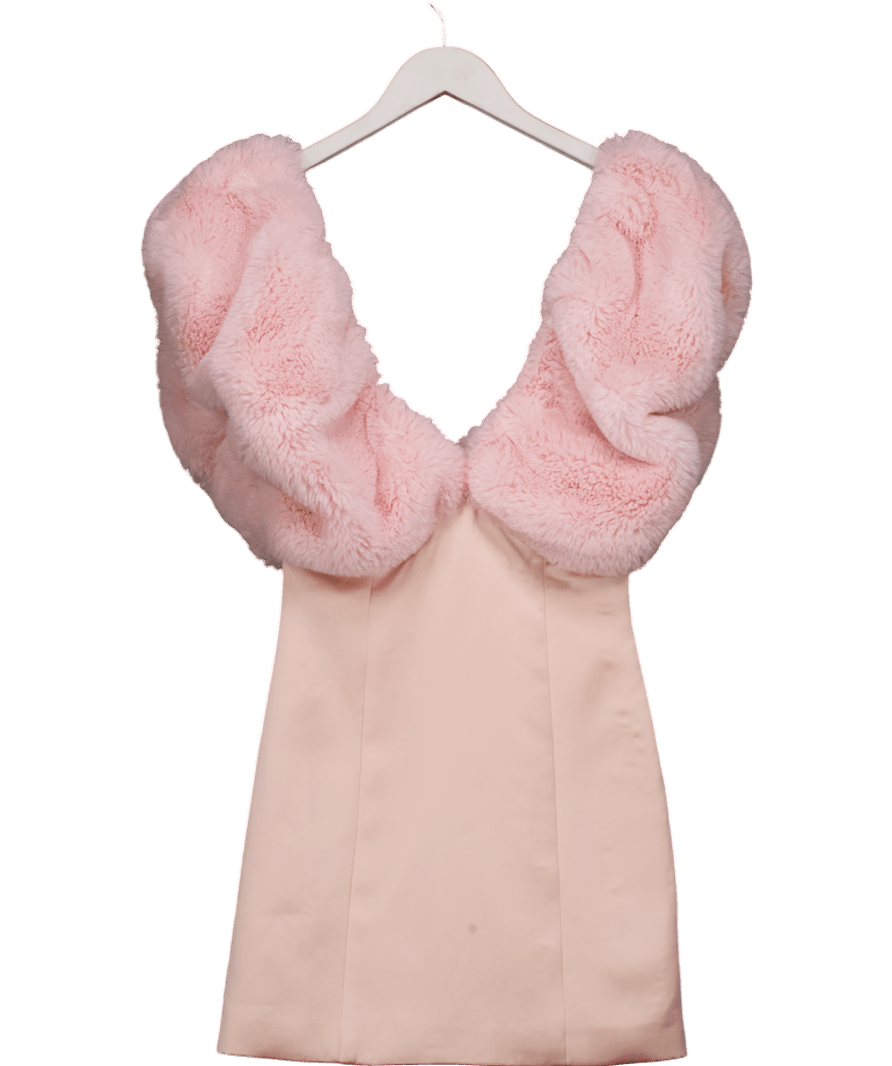 STYLE FUNCTION Baby Pink Furry Mini Dress UK XS - Reliked