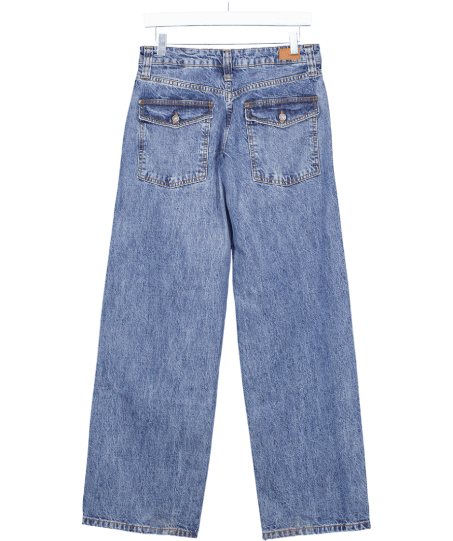 Subdued Blue Straight Leg Low Waist Jeans UK 8 - Reliked