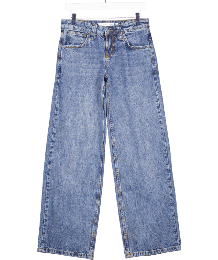 Subdued Blue Straight Leg Low Waist Jeans UK 8 - Reliked