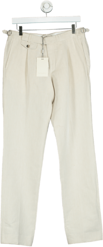 SuitSupply Beige Linen/cotton Blend Brentwood Trousers Sz48 Uk W32 - Reliked