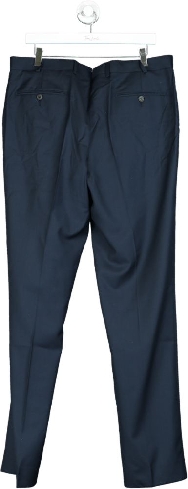 SuitSupply Blue Navy Slim Leg Straight Suit Trousers UK XL W38 - Reliked