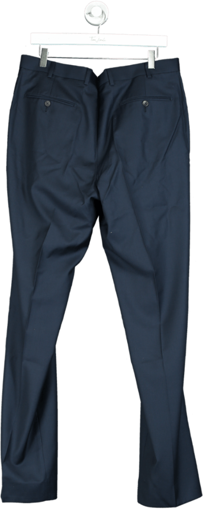 SuitSupply Blue Navy Slim Leg Straight Suit Trousers UK XL W38 - Reliked