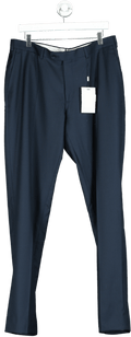 SuitSupply Blue Navy Slim Leg Straight Suit Trousers UK XL W38 - Reliked
