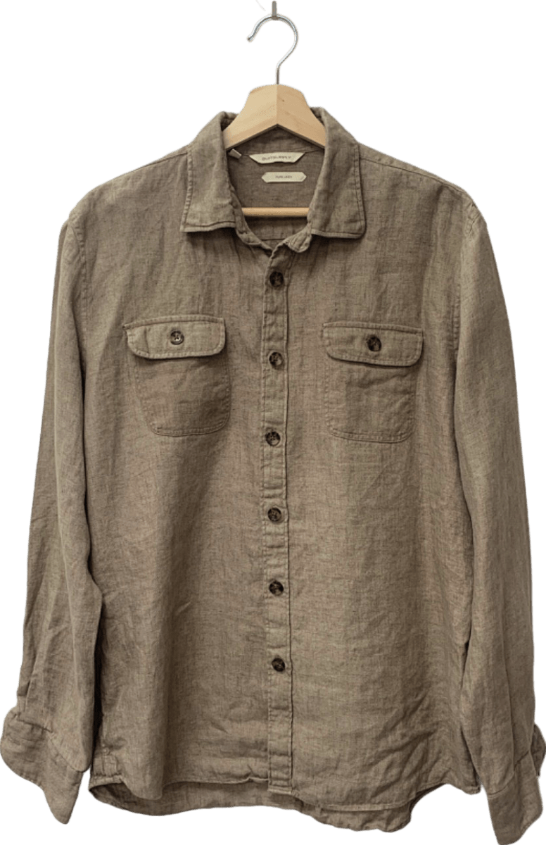 Suitsupply Brown Pure Linen Shirt L - Reliked