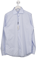 SuitSupply Light Blue Striped Tailored Fit Shirt In Egyptian Cotton 16" Neck UK M - Reliked