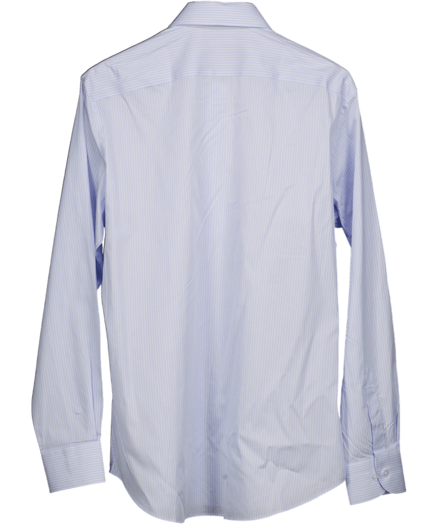 SuitSupply Light Blue Striped Tailored Fit Shirt In Egyptian Cotton 16" Neck UK M - Reliked