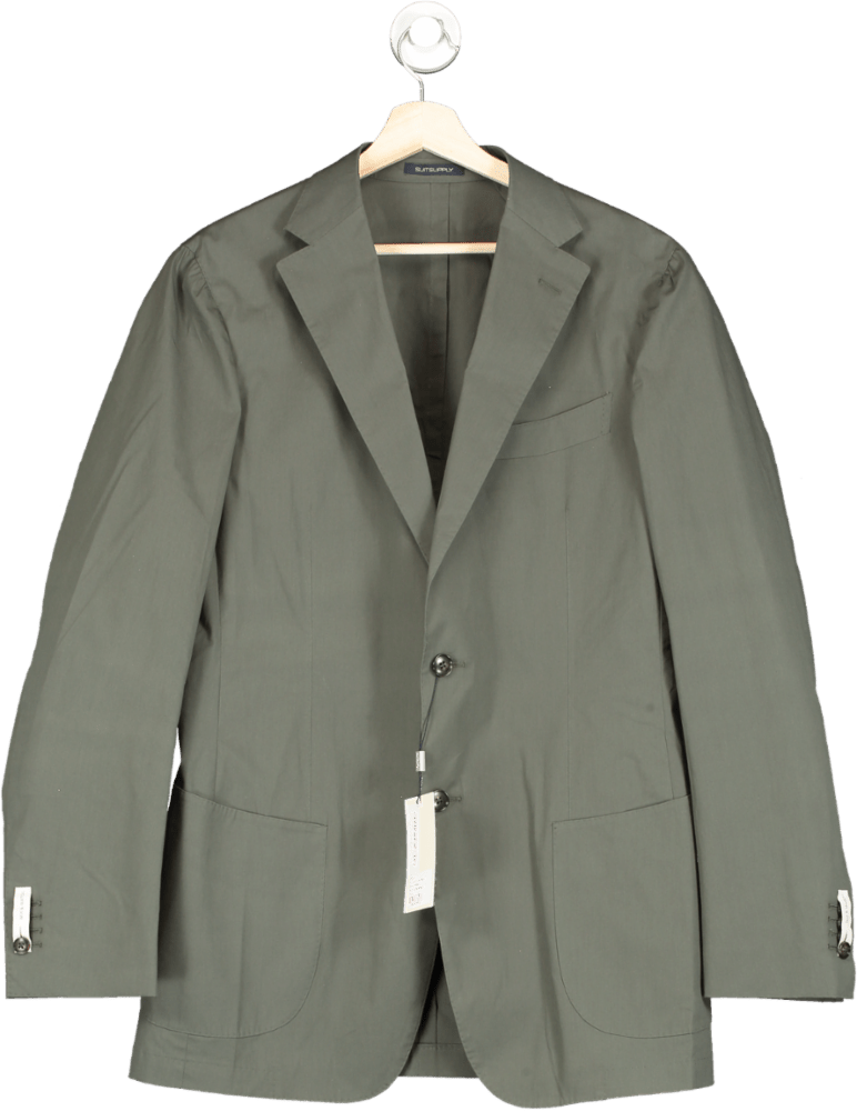 Suitsupply Mid Green Lazio Stretch Cotton Blazer UK 42L - Reliked
