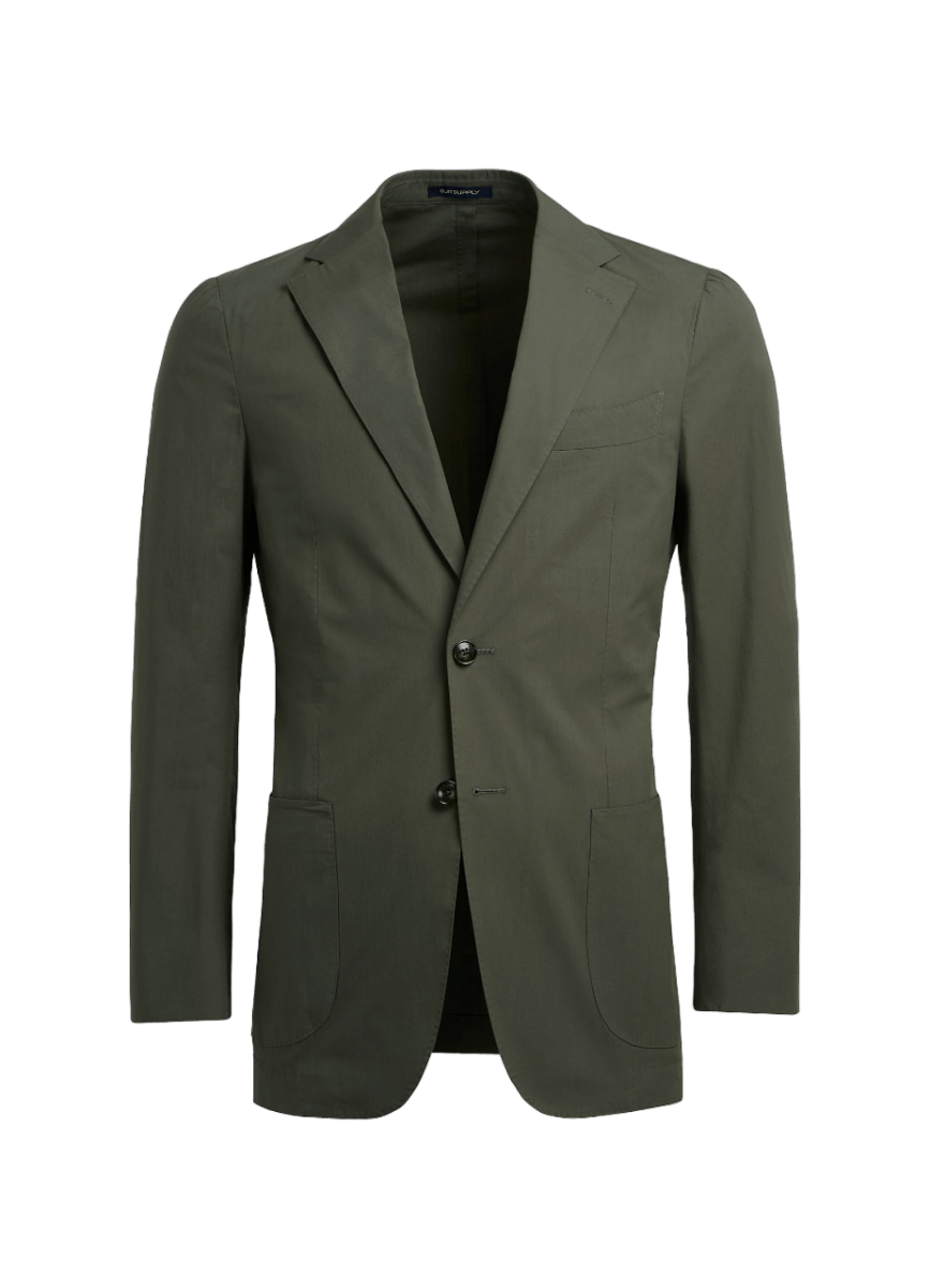 Suitsupply Mid Green Lazio Stretch Cotton Blazer UK 42L - Reliked