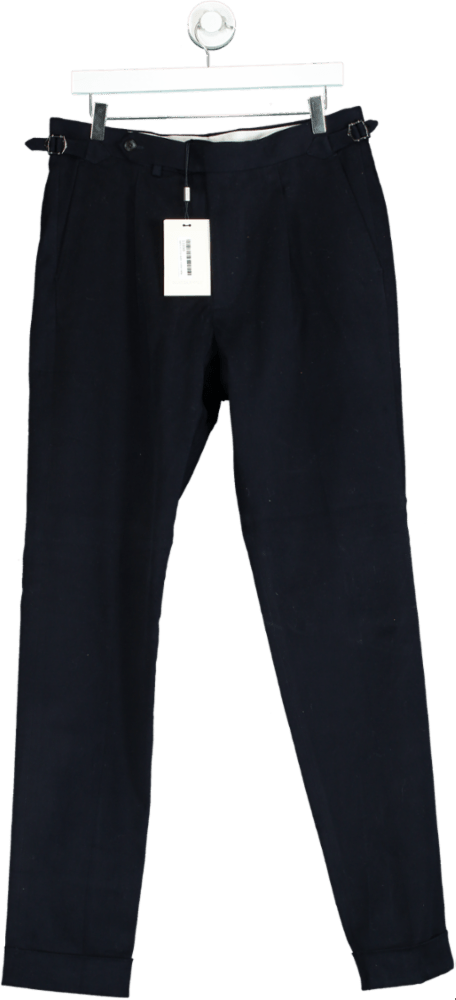 Suitsupply Navy Cotton Stretch Trousers UK W34 - Reliked