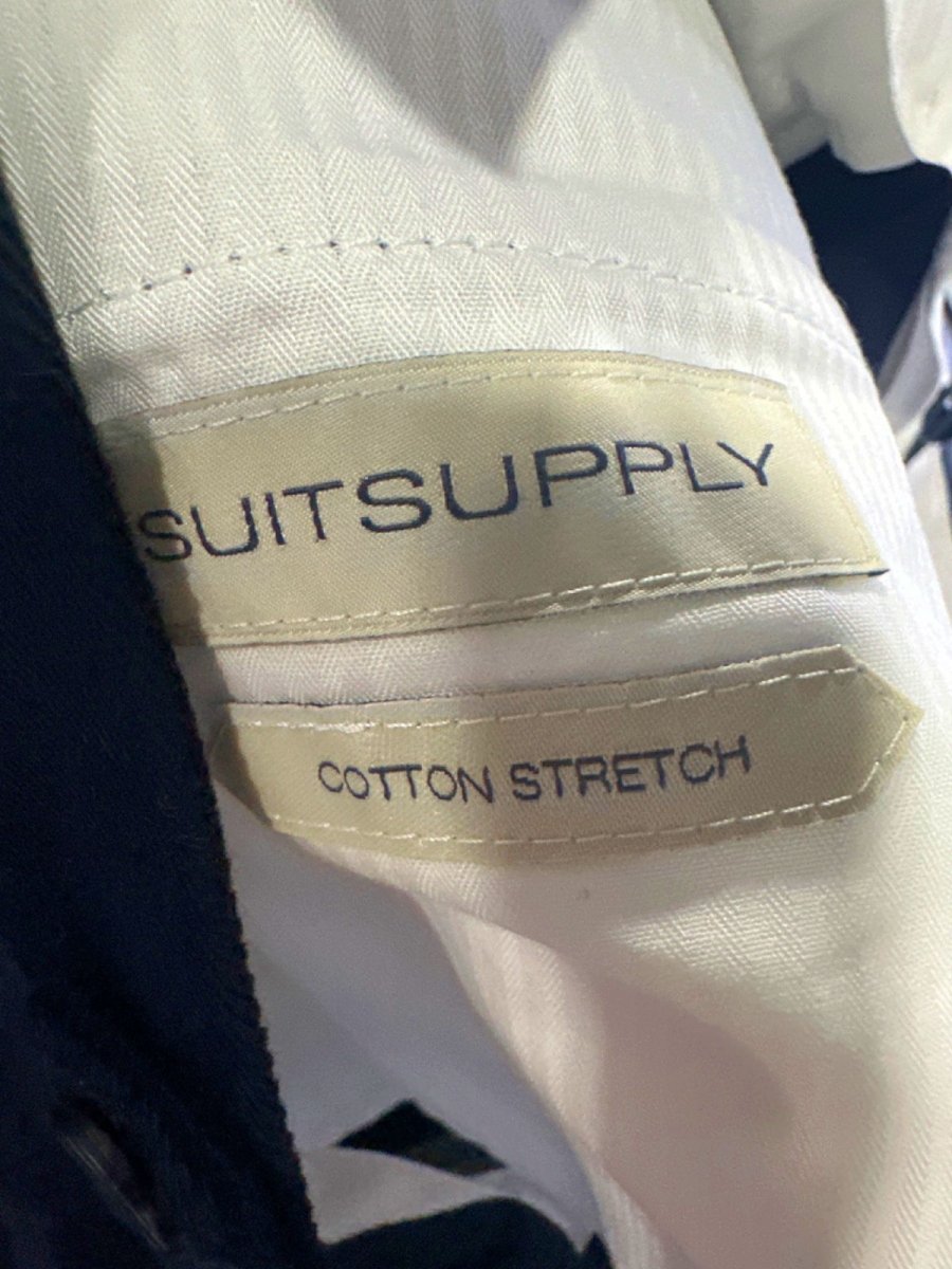 Suitsupply Navy Cotton Stretch Trousers UK W34 - Reliked