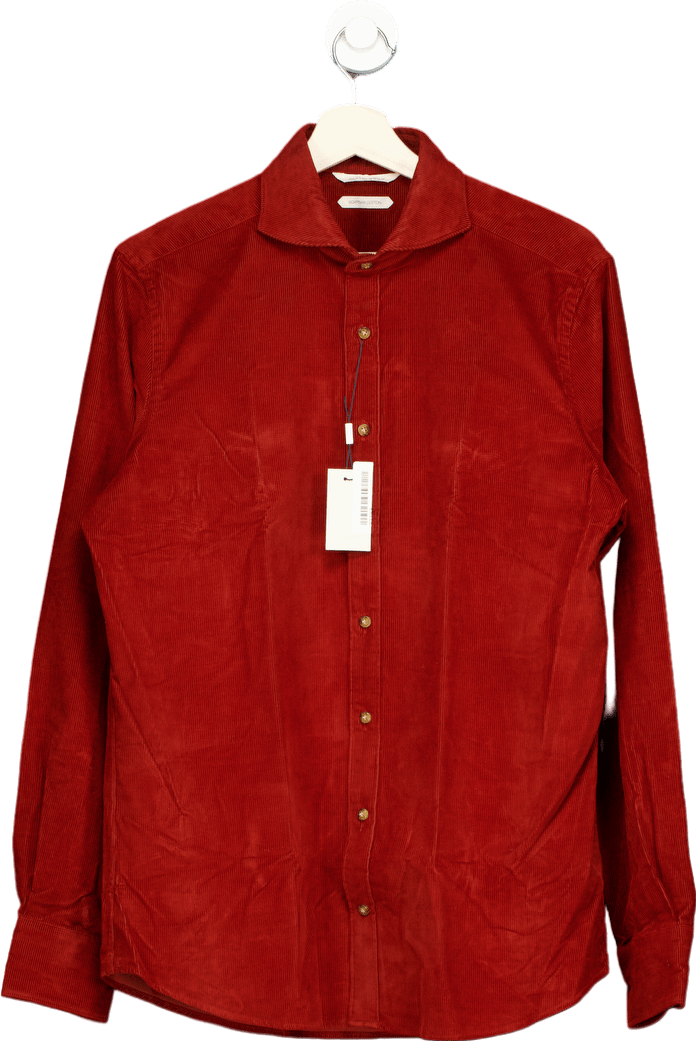 Suitsupply RUST EGYPTIAN COTTON CORDUROY Slim Fit Shirt EU 14/15”NECK UK S - Reliked