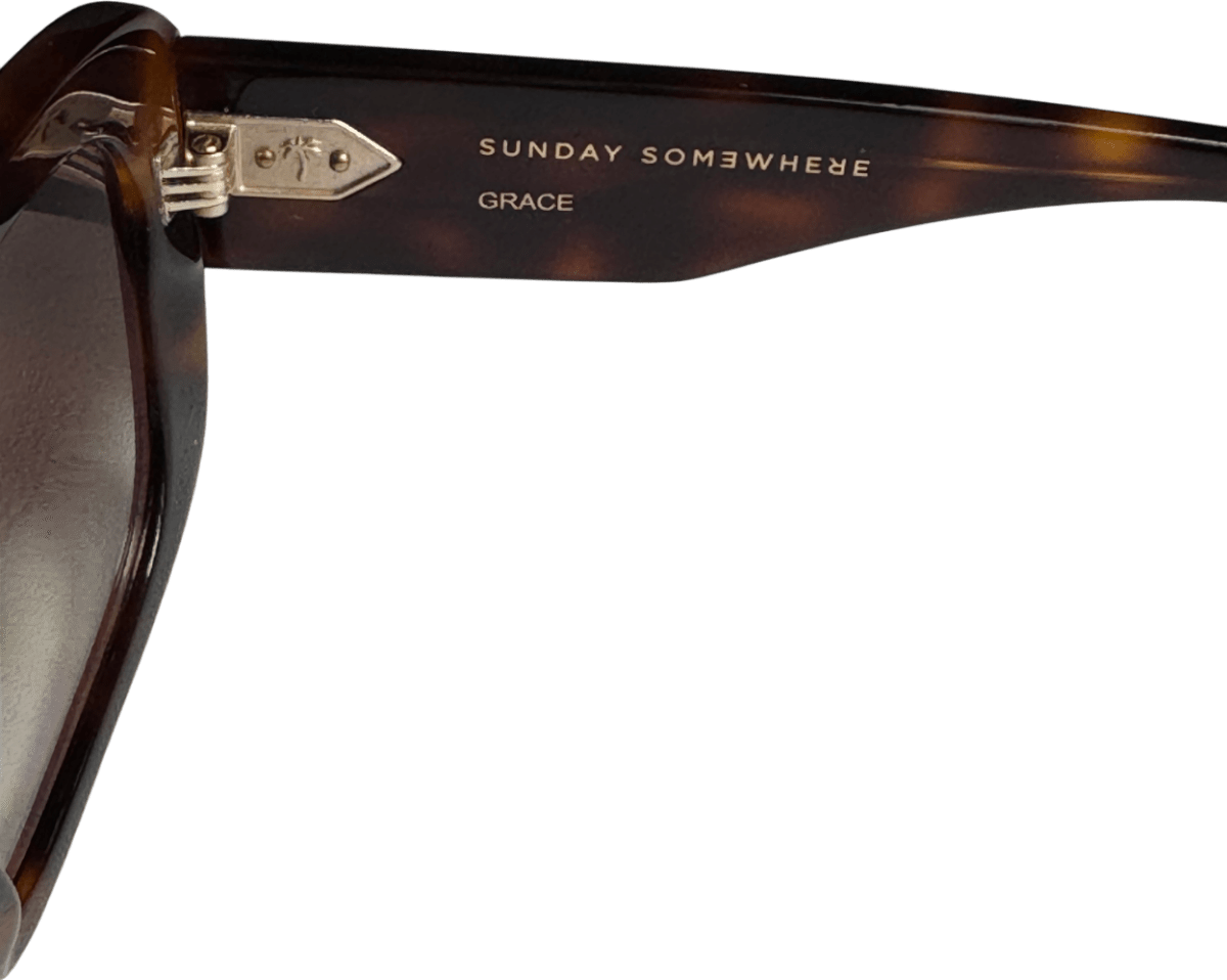 Sunday Somewhere Grace In Brown Havana Sunglasses With Case & Box - Reliked