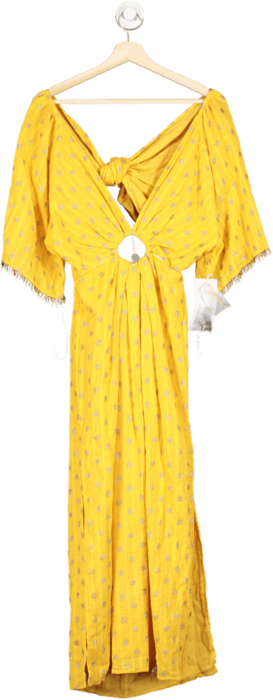 Sundress Yellow Midi Dress UK M - Reliked