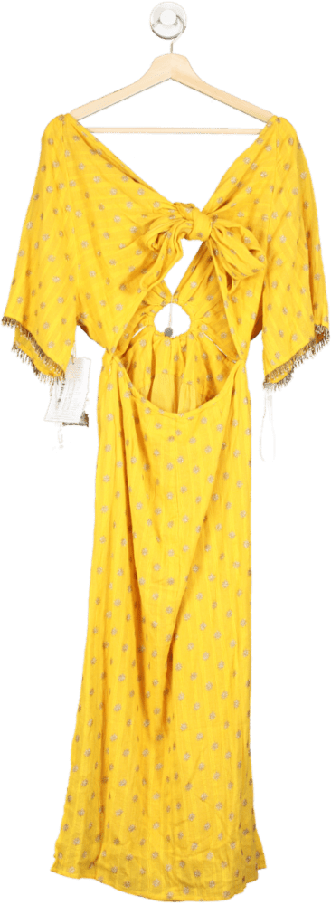 Sundress Yellow Midi Dress UK M - Reliked