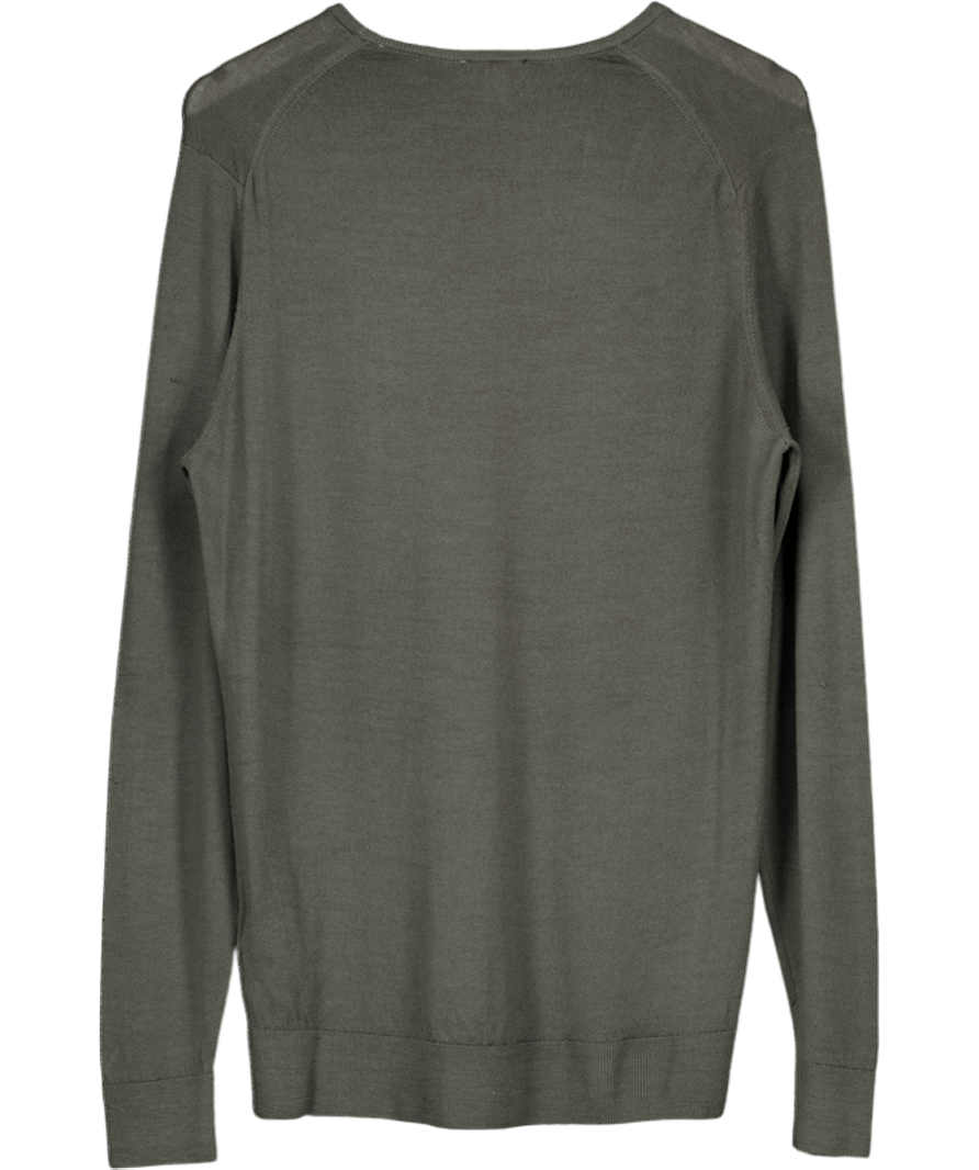 Sunspel Green Extra‑fine Merino Crew Neck Jumper UK M - Reliked