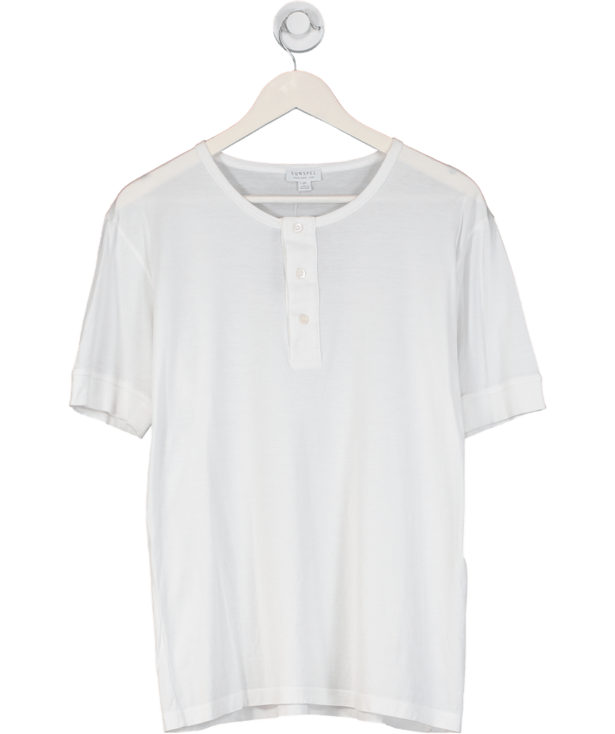Sunspel White Henley T‑shirt UK M - Reliked