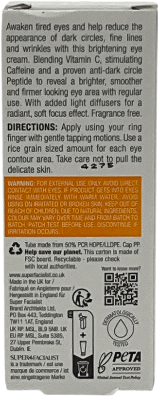 Super Facialist Vitamin C+ Brighten Dark Circles Eye Cream 15ml - Reliked