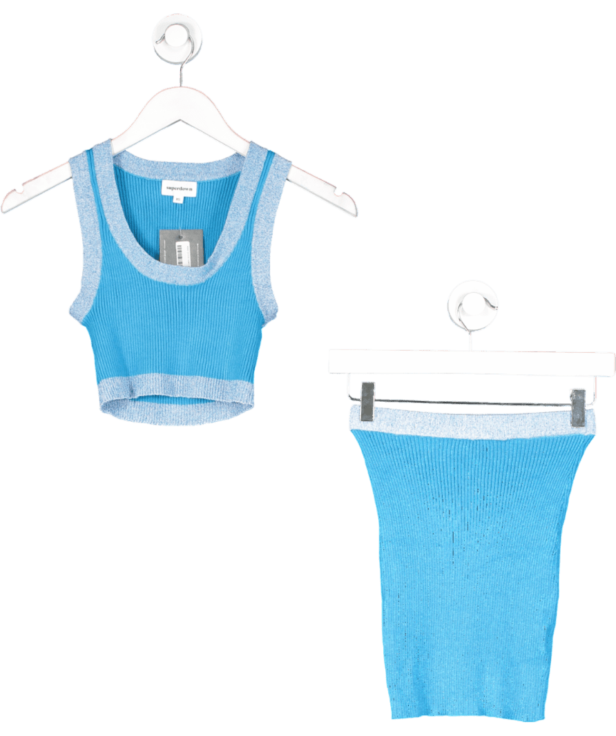 Superdown Blue Katie Knit Skirt Set UK XS - Reliked
