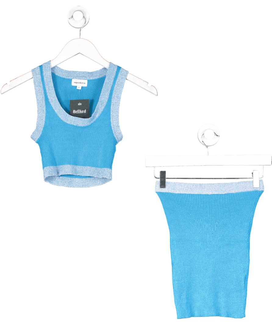 Superdown Blue Katie Knit Skirt Set UK XS - Reliked
