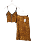 Superdown Brown 2 - piece Animal Print Chiffon Duchis Skirt And Cami Top Set UK M - Reliked