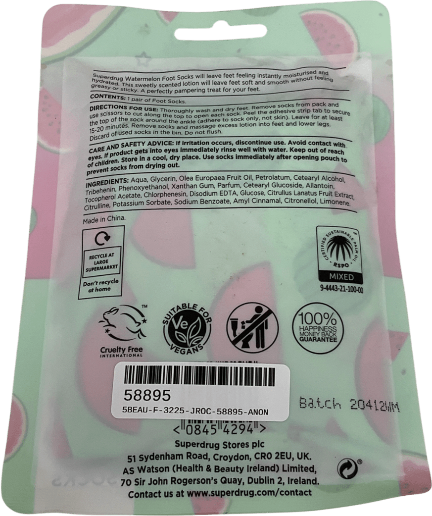 Superdrug Footsock Pack Watermelon One size - Reliked