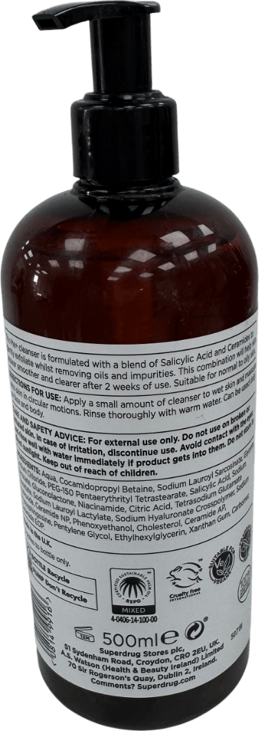 Superdrug Me+ Salicylic Acid & Ceramides Cleanse 500ML - Reliked