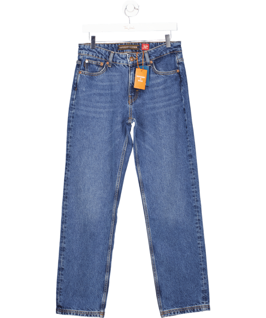 Superdry Blue Mid Rise Straight Leg Jean W28 - Reliked