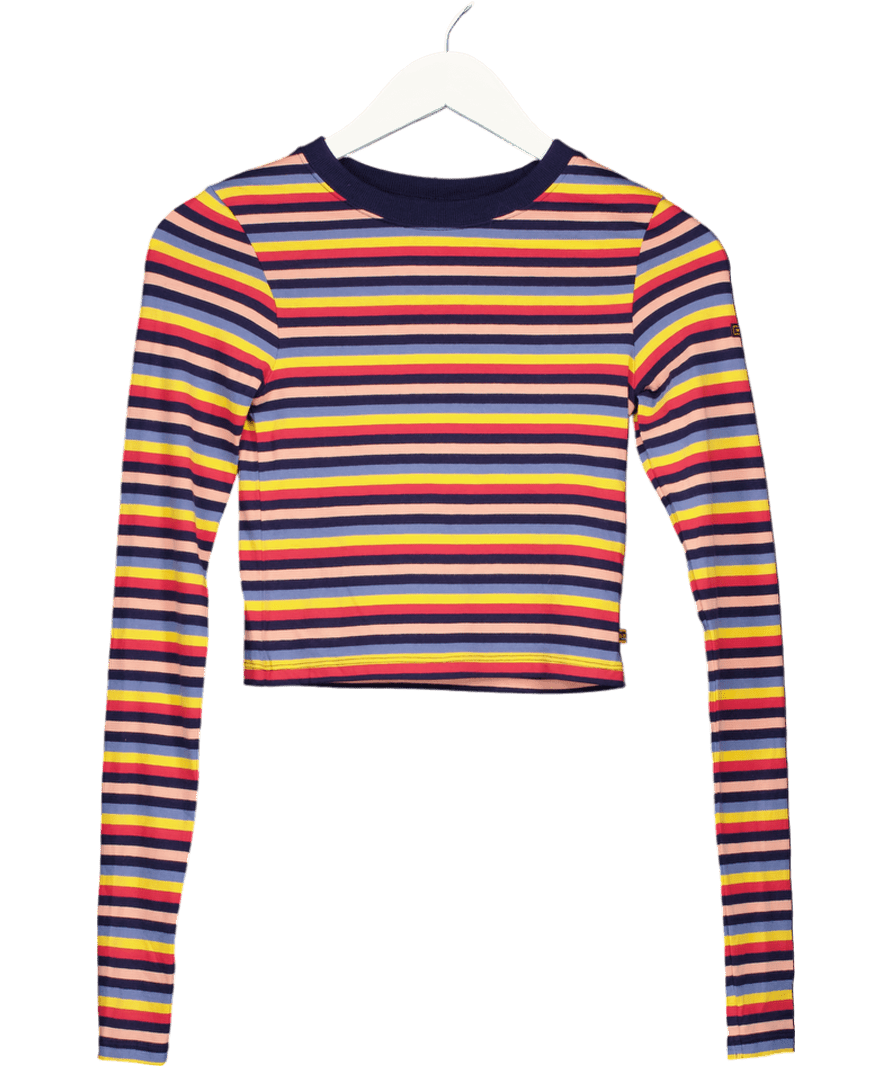 Superdry Blue Organic Cotton Vintage Tiny Long Sleeve Top UK 6 - Reliked