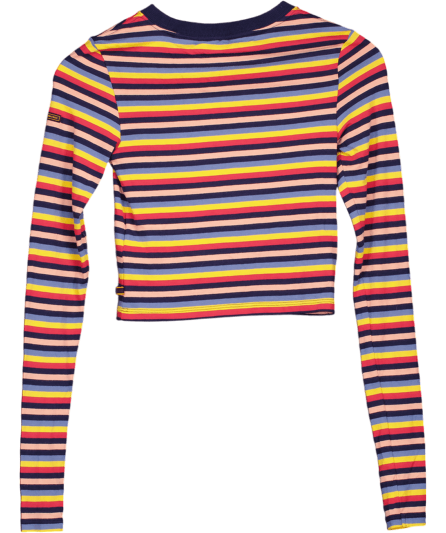 Superdry Blue Organic Cotton Vintage Tiny Long Sleeve Top UK 6 - Reliked