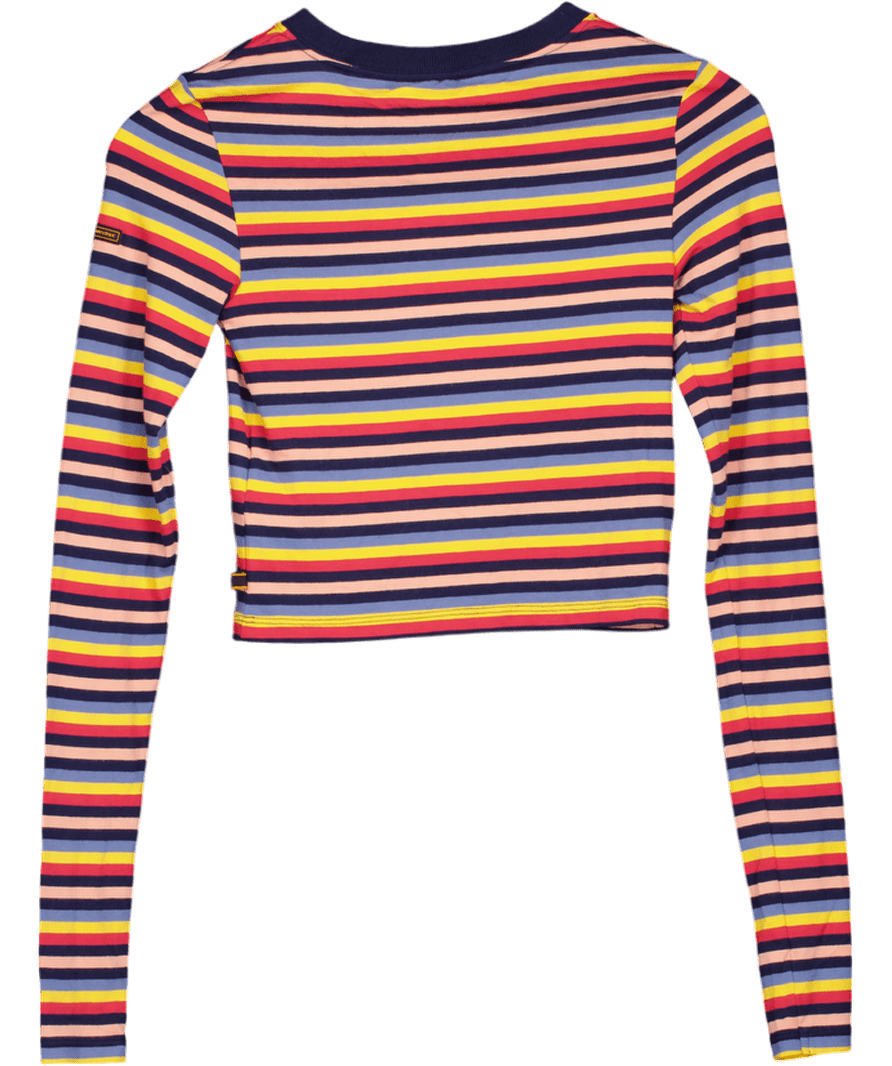 Superdry Blue Organic Cotton Vintage Tiny Long Sleeve Top UK 6 - Reliked