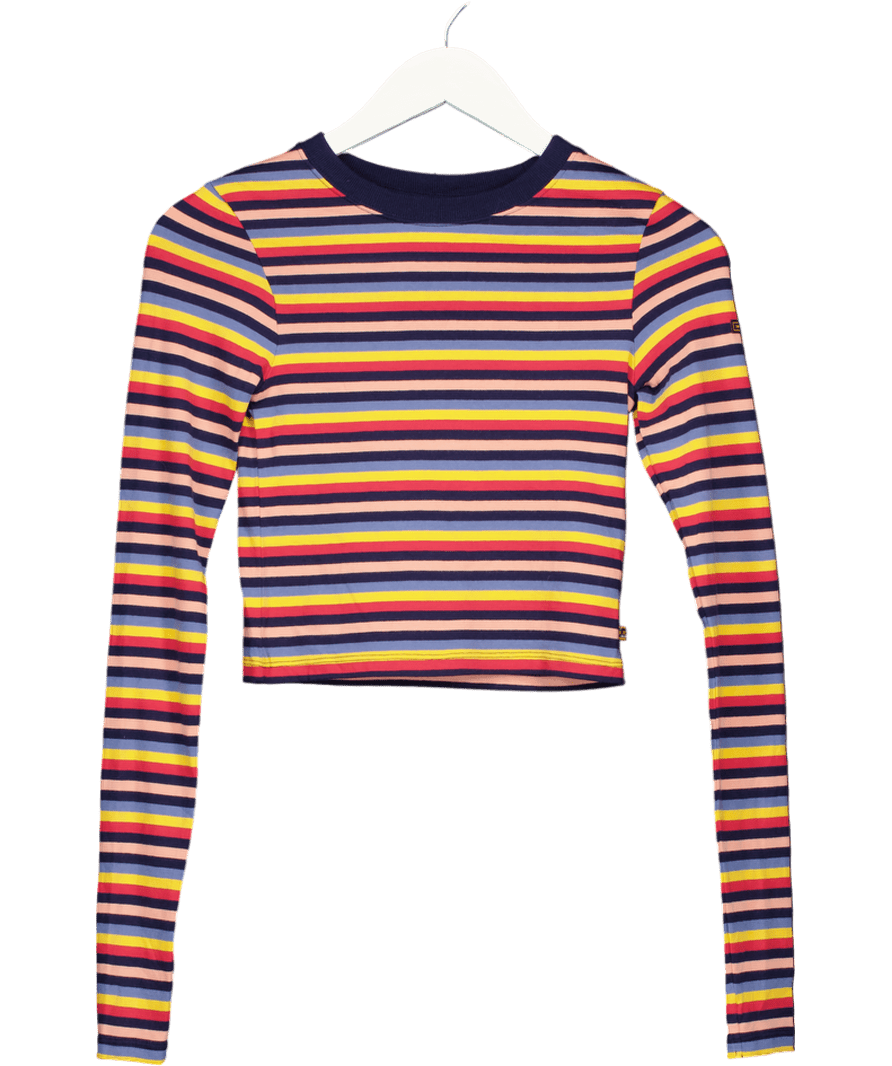 Superdry Blue Organic Cotton Vintage Tiny Long Sleeve Top UK 6 - Reliked