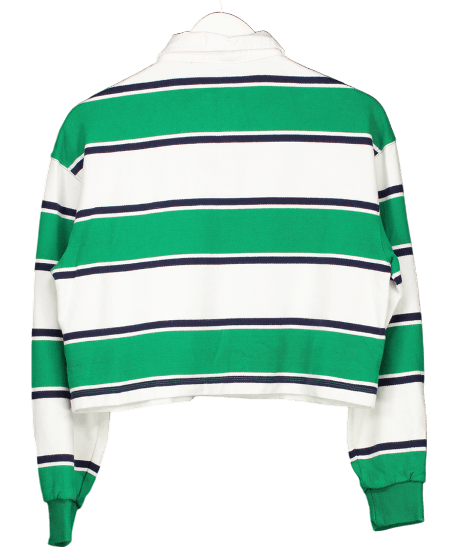 Superdry Green Vintage Cropped Long Sleeve Rugby Top UK 8 - Reliked