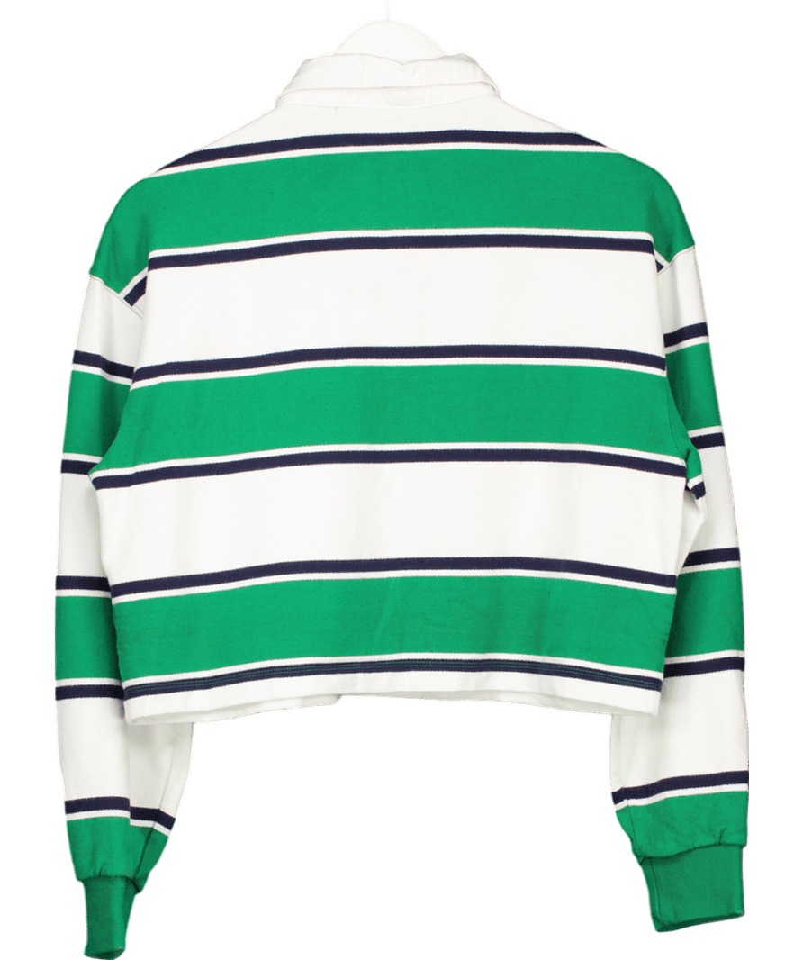 Superdry Green Vintage Cropped Long Sleeve Rugby Top UK 8 - Reliked