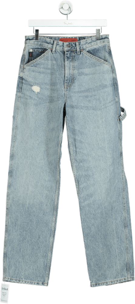 Superdry Light Blue High - Waisted Distressed Jeans W28 - Reliked