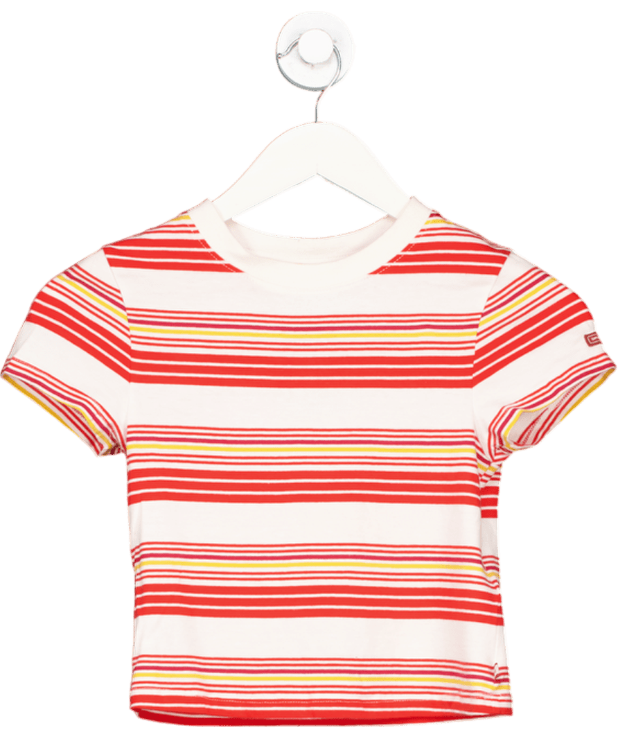 Superdry Red Vintage Stripe Crop T-shirt UK 6 - Reliked