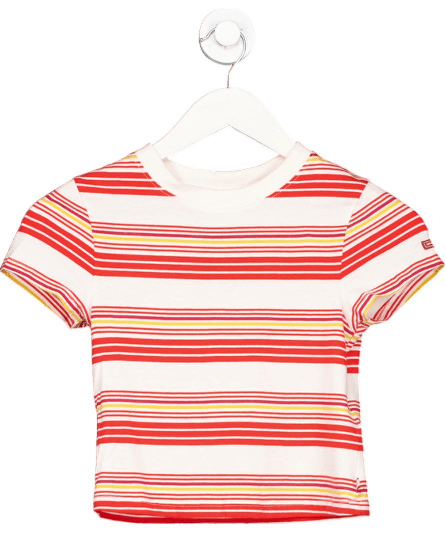 Superdry Red Vintage Stripe Crop T-shirt UK 6 - Reliked