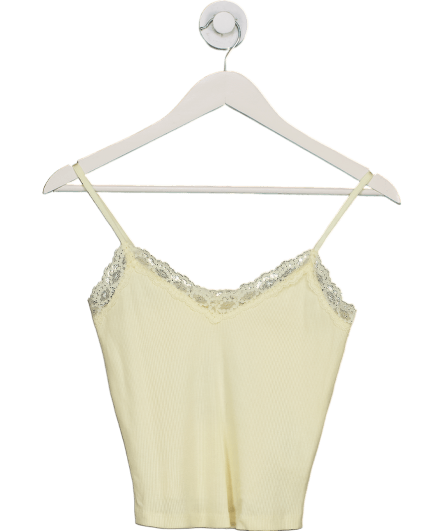 Superdry Yellow Rib Lace Trim Cami Top UK XS/S - Reliked