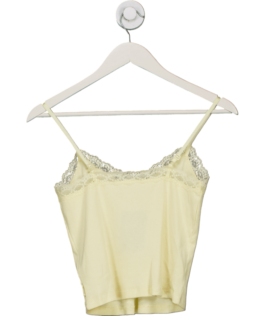 Superdry Yellow Rib Lace Trim Cami Top UK XS/S - Reliked